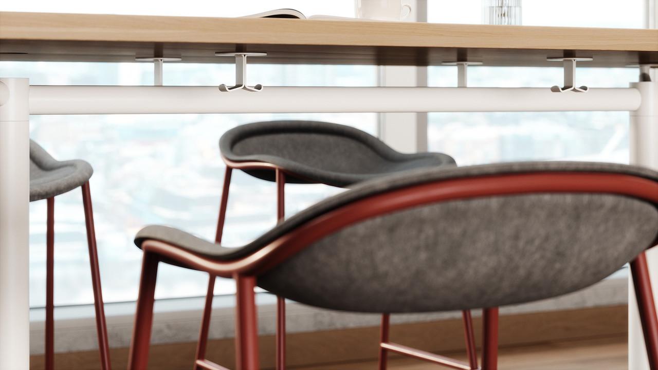 KFI Studios KFI Vaux 7' Rectangular Counter Height Laminate Top Conference Table with Metal Base (Power Options!) 