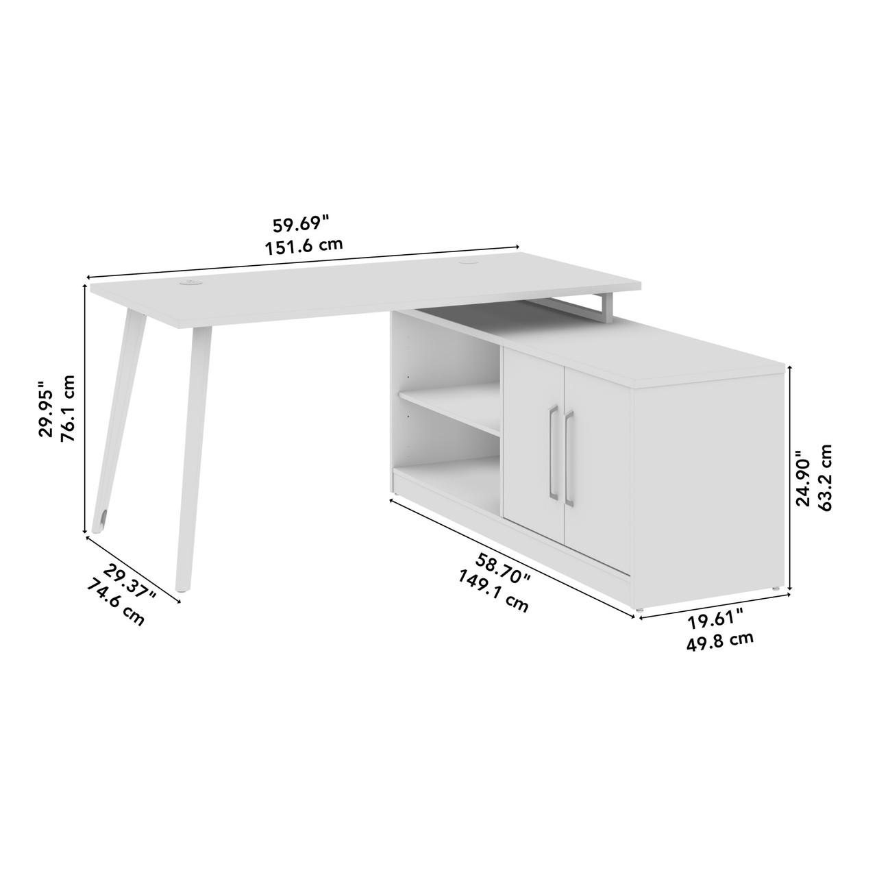  Bush Business Furniture Vista 60W L Shaped Desk with Splayed Metal Legs and Low Storage Cabinet 
