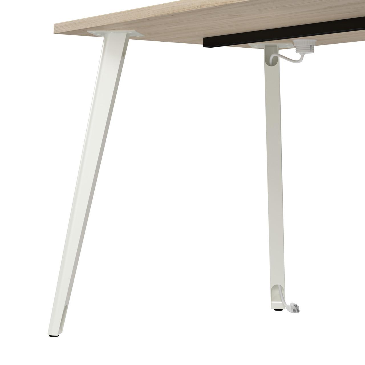  Bush Business Furniture Vista 60W L Shaped Desk with Splayed Metal Legs and Low Storage Cabinet 