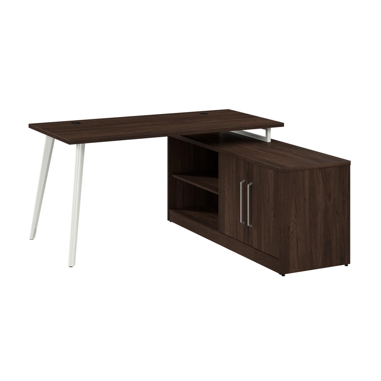  Bush Business Furniture Vista 60W L Shaped Desk with Splayed Metal Legs and Low Storage Cabinet 