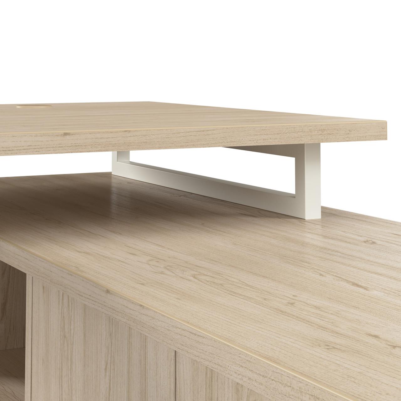  Bush Business Furniture Vista 60W L Shaped Desk with Splayed Metal Legs and Low Storage Cabinet 