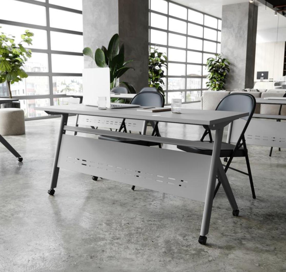  Flash Furniture 60" x 24" Gray Flip Top Training Room Table with Gray Steel Frame 