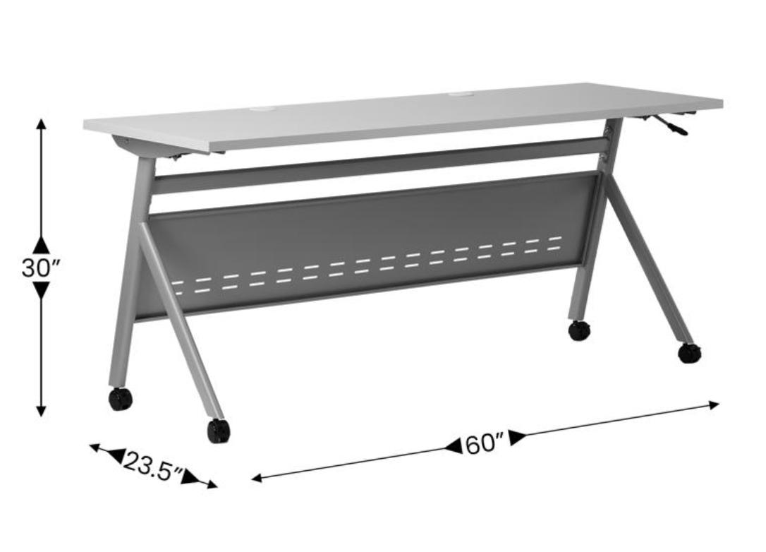  Flash Furniture 60" x 24" Gray Flip Top Training Room Table with Gray Steel Frame 