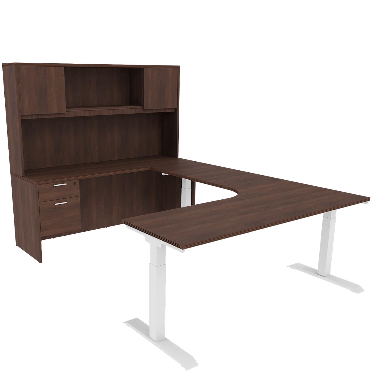 i5 Industries Height Adjustable U-Shaped Desk with Hutch