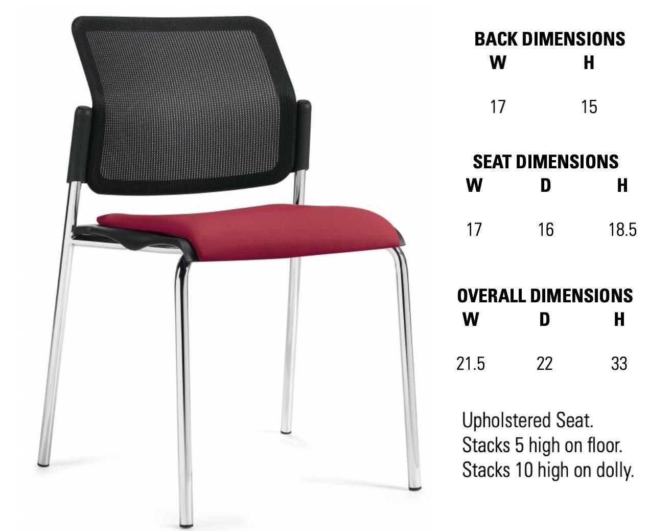 Global Total Office Global Sonic Armless Mesh Back Stacking Chair with Upholstered Seat 6509MB