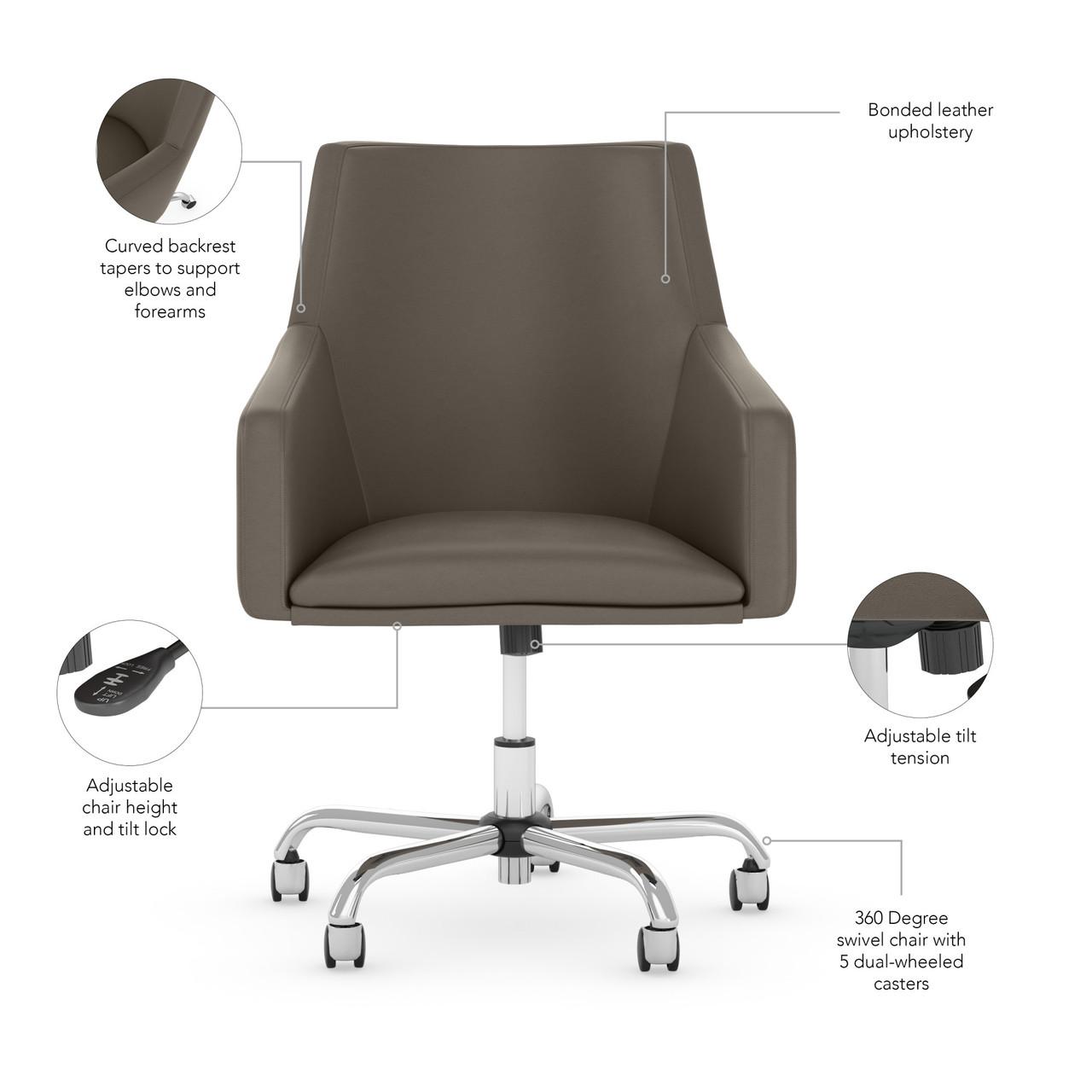  Bush Business Furniture Echo Mid Back Leather Box Chair in Washed Gray 
