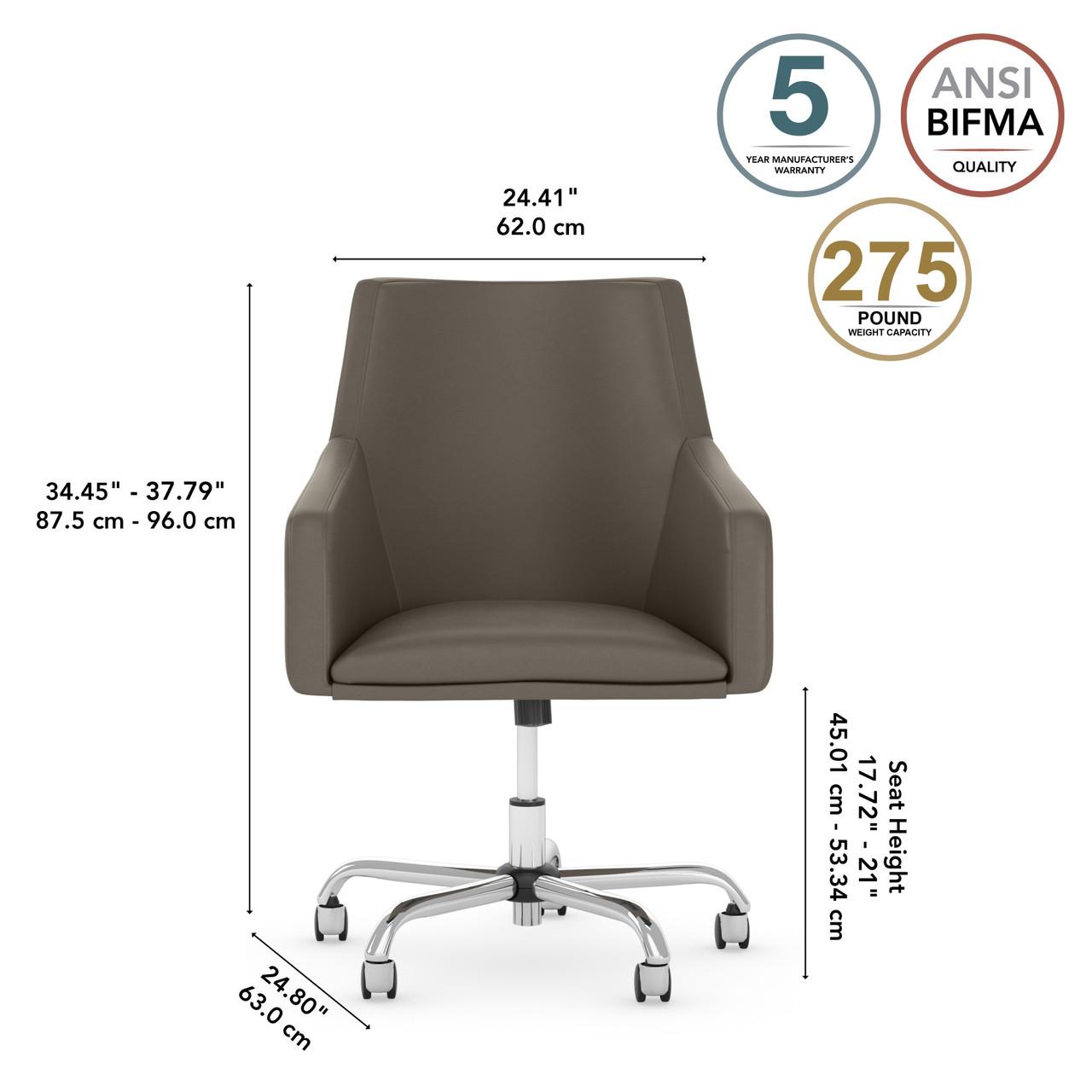  Bush Business Furniture Echo Mid Back Leather Box Chair in Washed Gray 