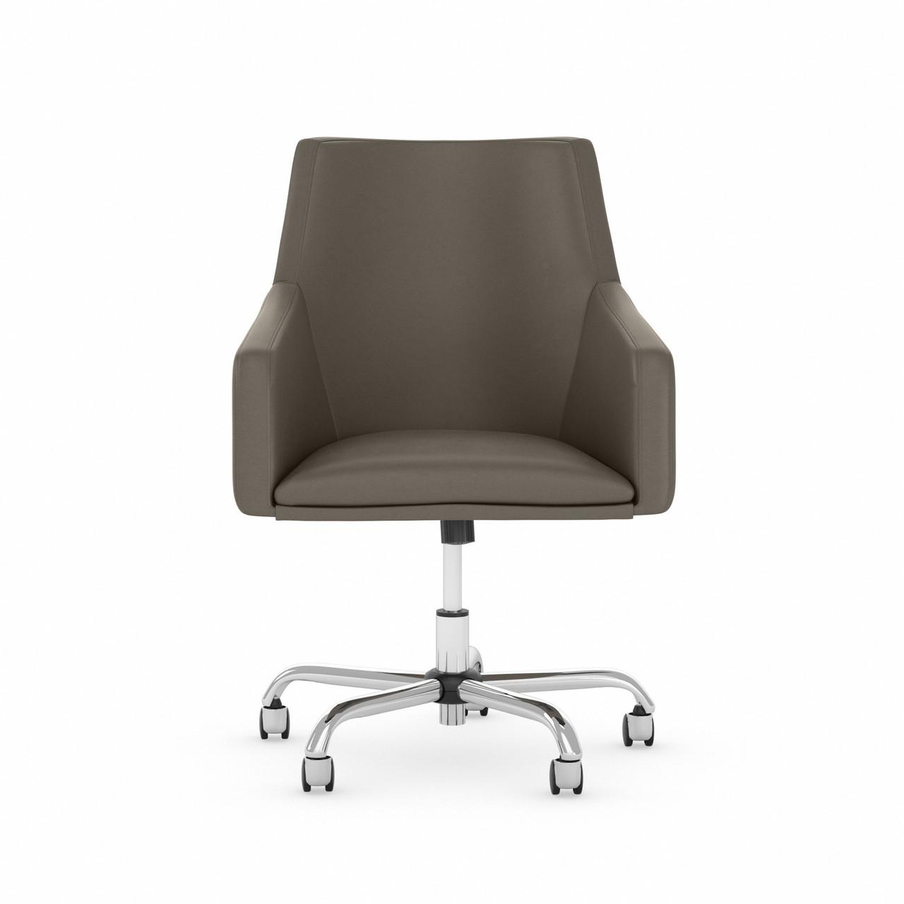  Bush Business Furniture Echo Mid Back Leather Box Chair in Washed Gray 
