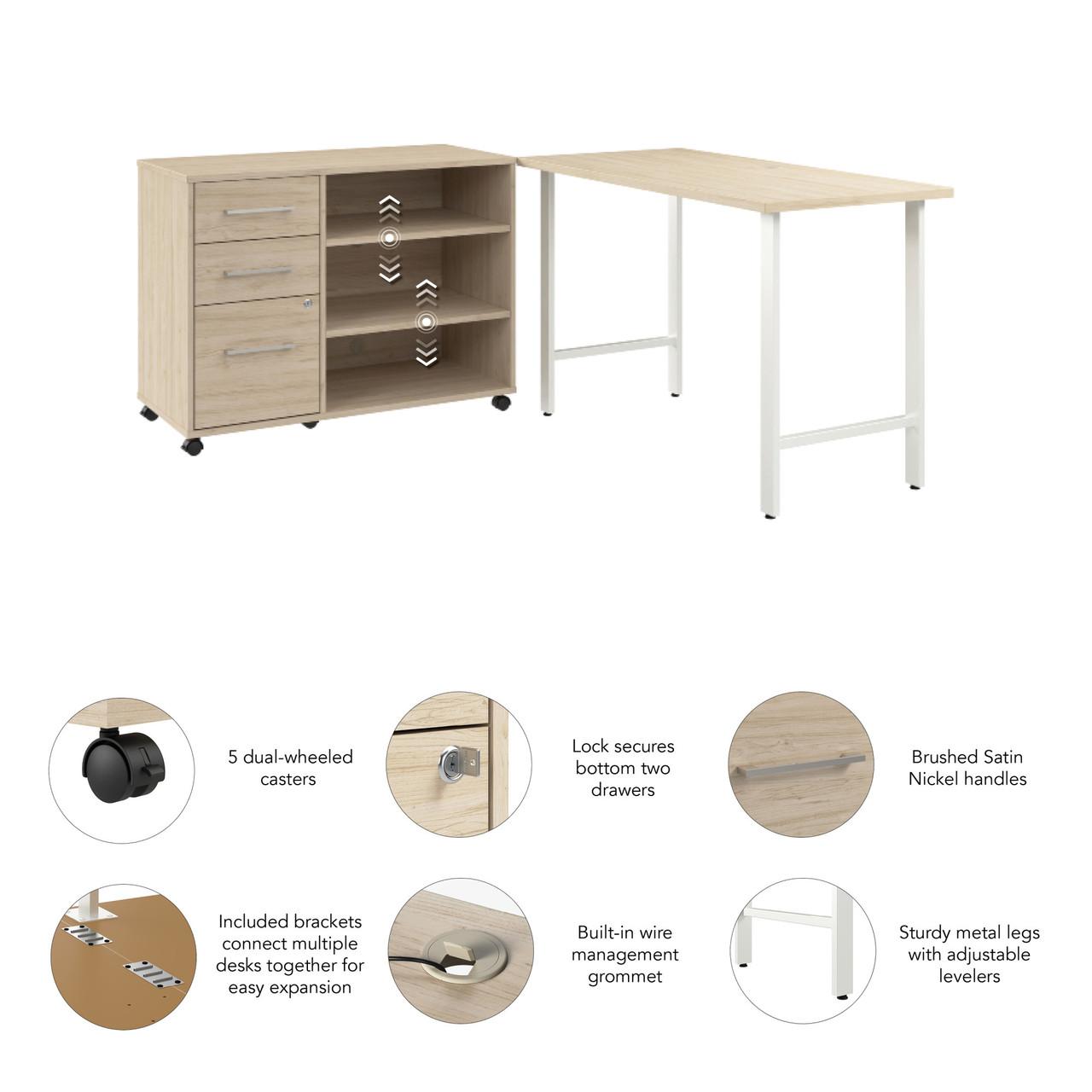  Bush Business Furniture Hustle 48W x 24D Computer Desk and Storage Cabinet with Drawers and Shelves 