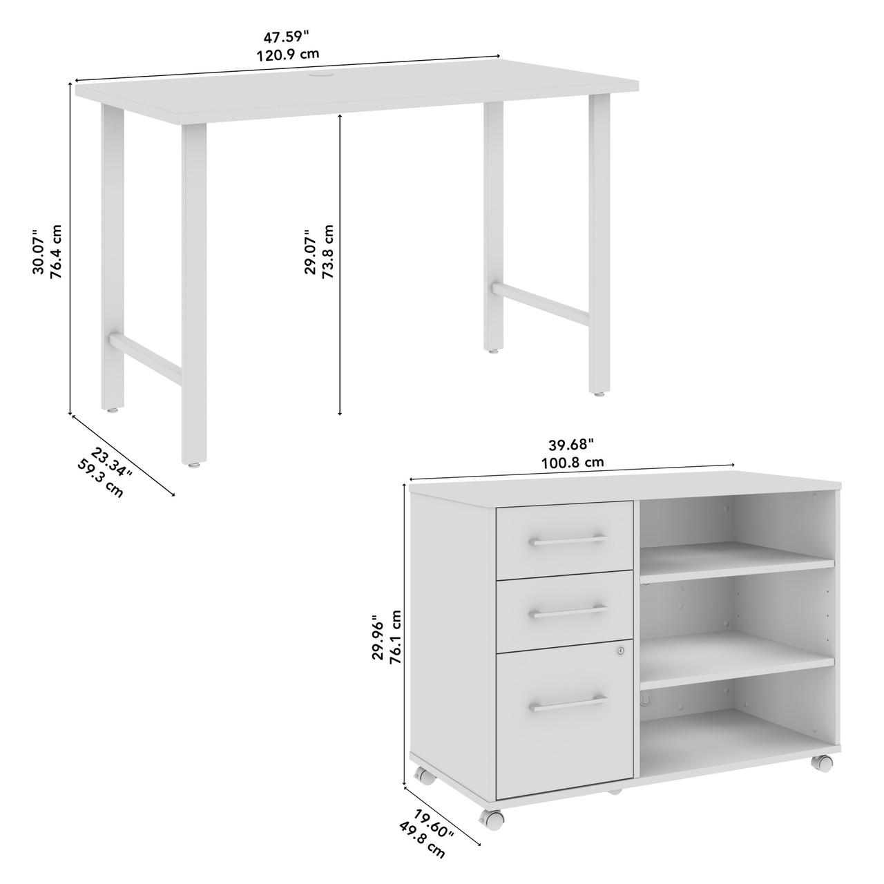  Bush Business Furniture Hustle 48W x 24D Computer Desk and Storage Cabinet with Drawers and Shelves 