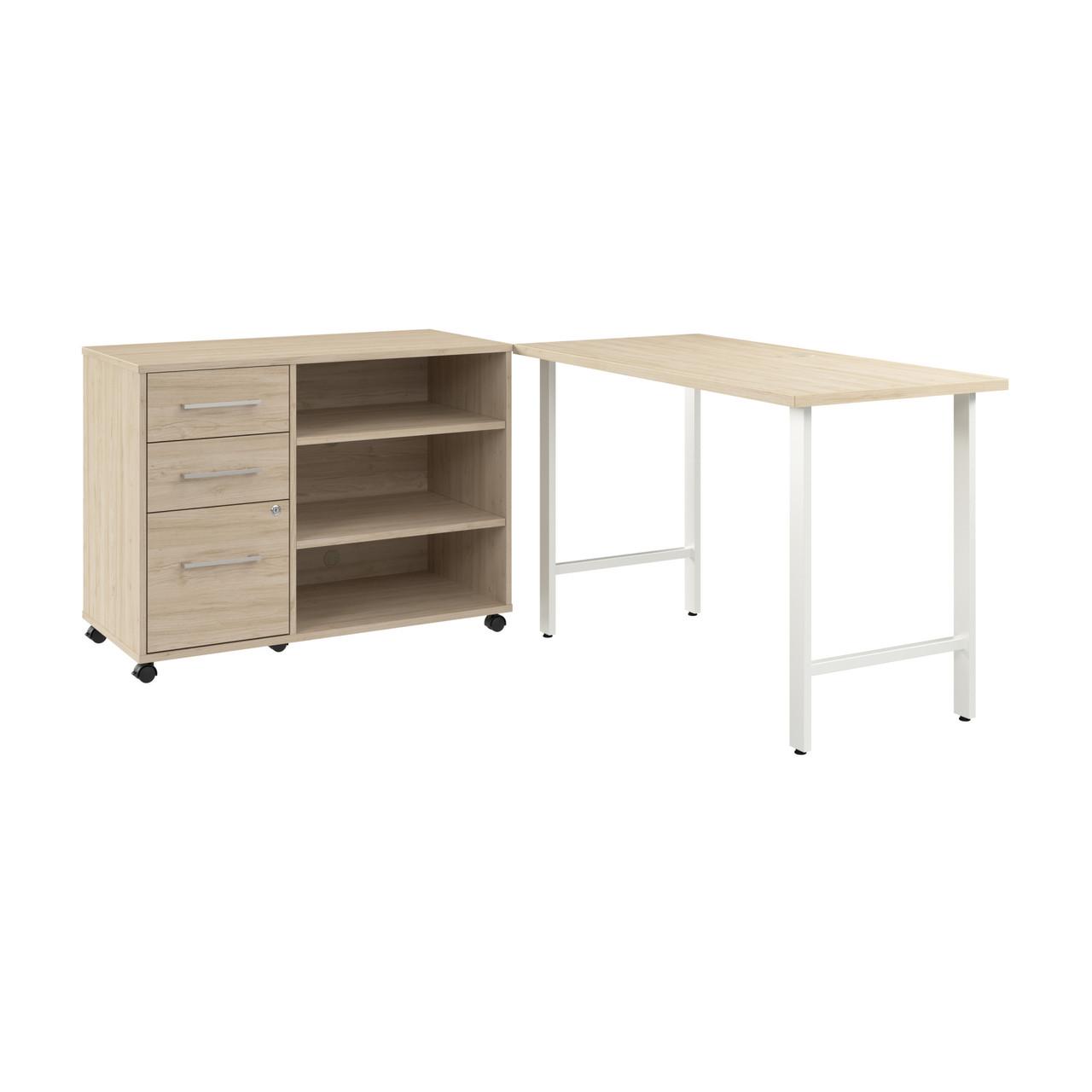  Bush Business Furniture Hustle 48W x 24D Computer Desk and Storage Cabinet with Drawers and Shelves 
