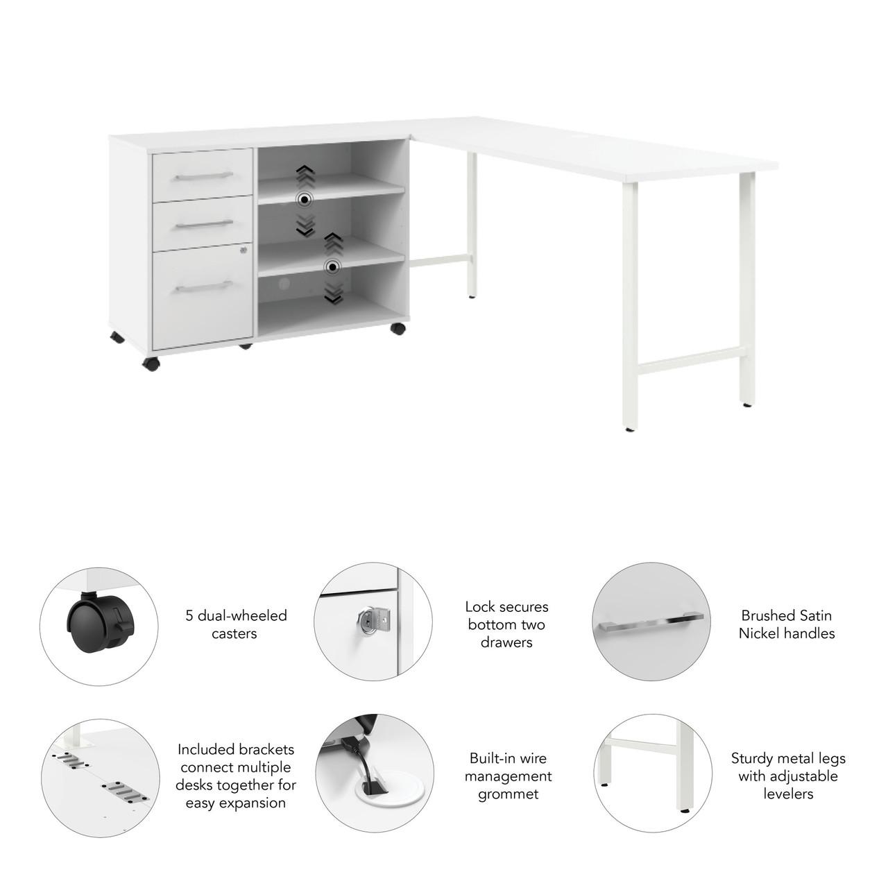  Bush Business Furniture Hustle 72W x 24D Computer Desk and Storage Cabinet with Drawers and Shelves 