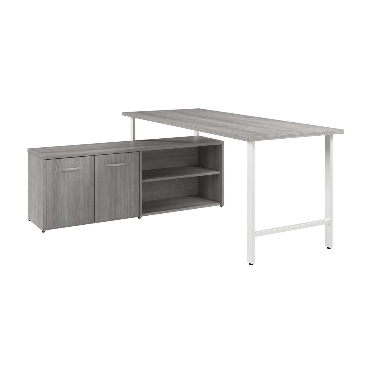  Bush Business Furniture Hustle 72W x 30D Computer Desk and Low Storage Cabinet with Doors and Shelves 