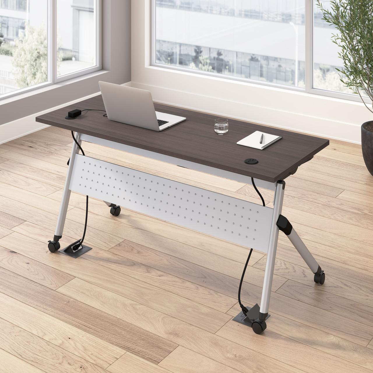  Bush Business Furniture Envision 60W Folding Training Table with Powered Grommets 