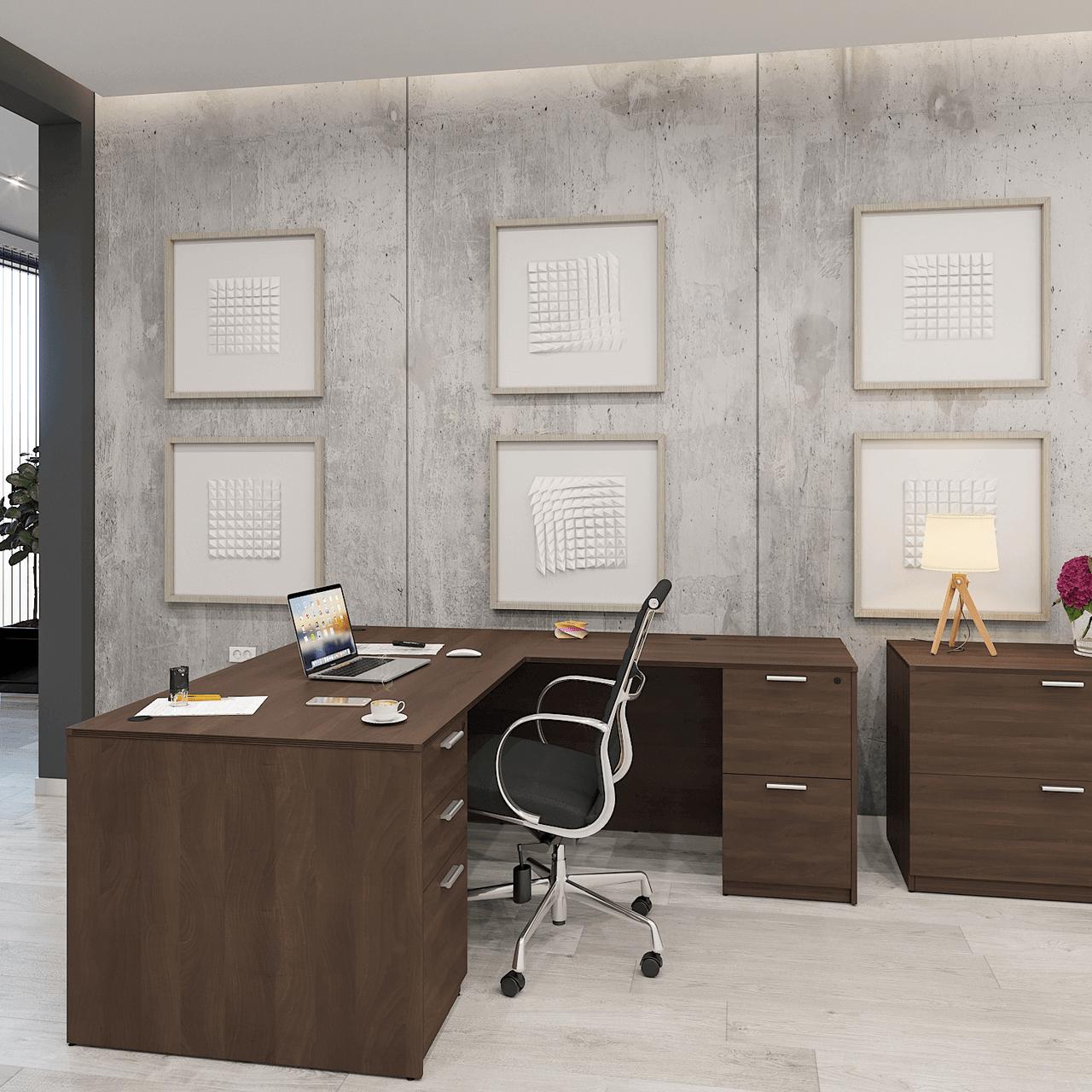  i5 Industries Kai Collection 71x78 Laminate L-Desk with Pedestals D7178P-7 