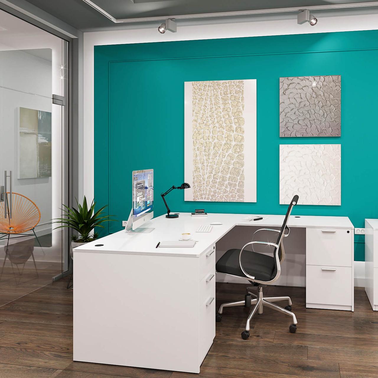  i5 Industries Kai Collection 71x78 Laminate L-Desk with Pedestals D7178P-7 