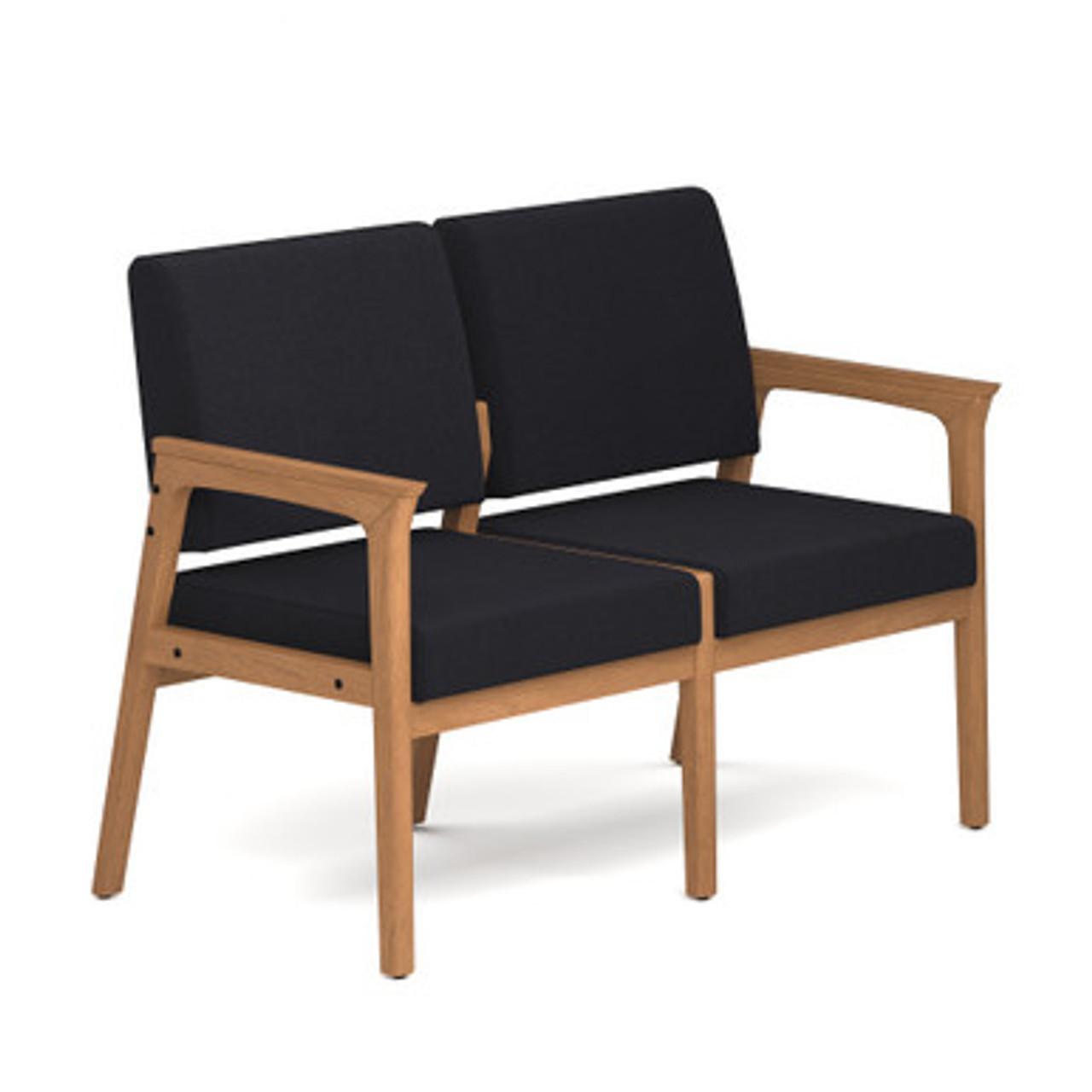 Office Source Aiden Wood Frame 2 Seat Reception Bench OSGS4017