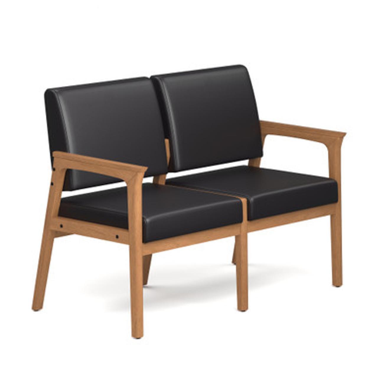 Office Source Aiden Wood Frame 2 Seat Reception Bench OSGS4017