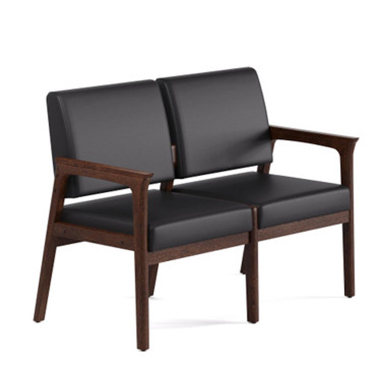 Office Source Aiden Wood Frame 2 Seat Reception Bench OSGS4017