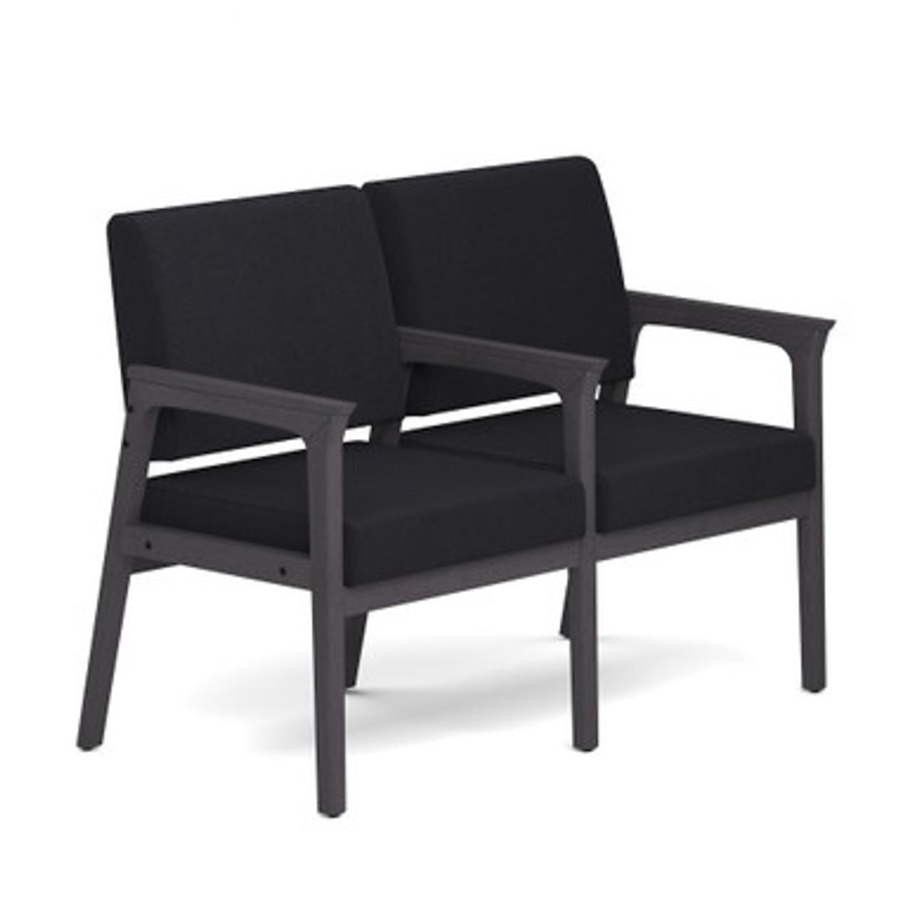 Office Source Aiden Wood Frame 2 Seat Reception Bench with Center Arm OSGS4013 
