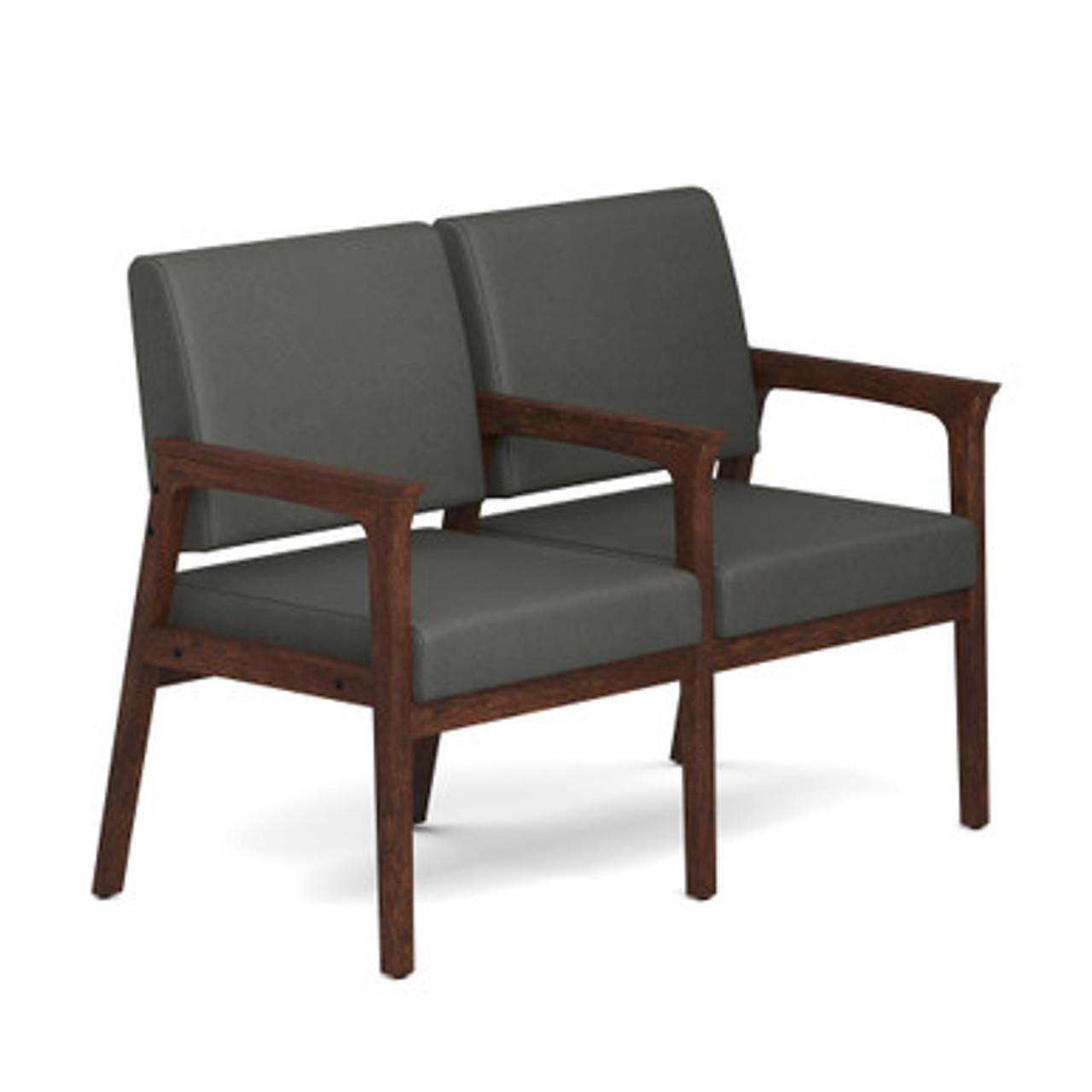  Office Source Aiden Wood Frame 2 Seat Reception Bench with Center Arm OSGS4013 