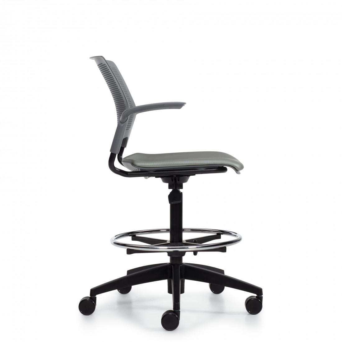 Global Total Office Global Stream Height Adjustable Task Stool with Arms and Upholstered Seat 2074APU 