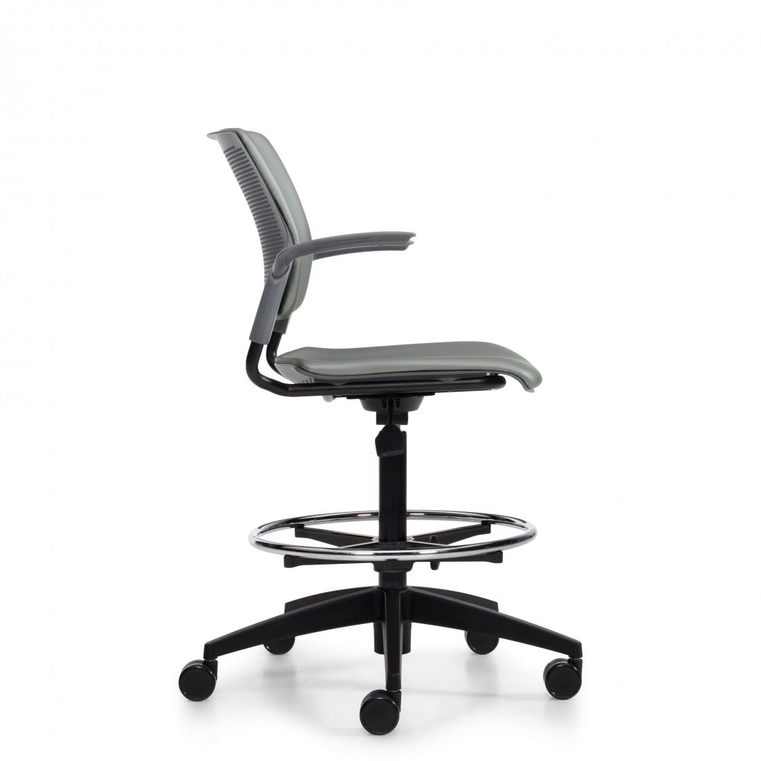 Global Total Office Global Stream Adjustable Task Stool with Poly Shell and Upholstered Surfaces 2074AUU 