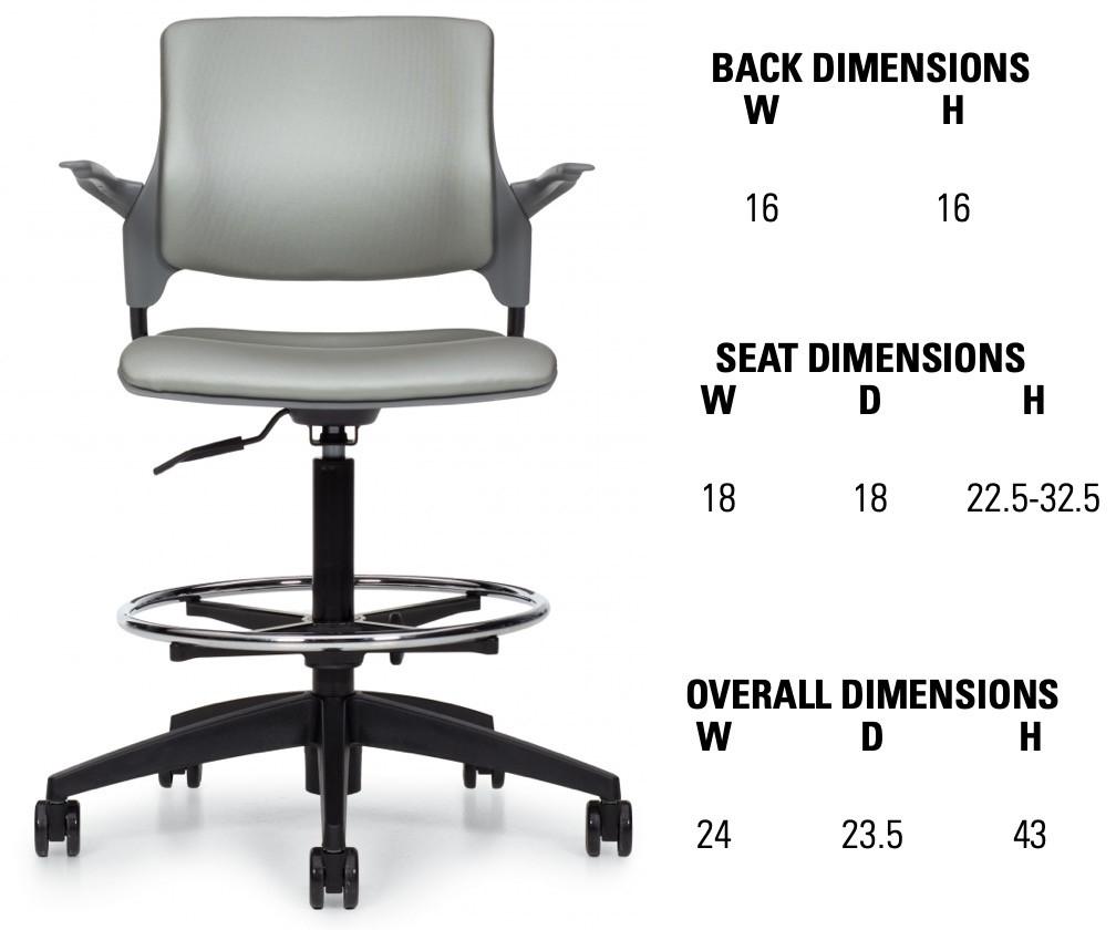 Global Total Office Global Stream Adjustable Task Stool with Poly Shell and Upholstered Surfaces 2074AUU 