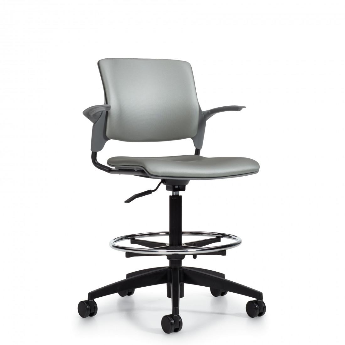 Global Total Office Global Stream Adjustable Task Stool with Poly Shell and Upholstered Surfaces 2074AUU 