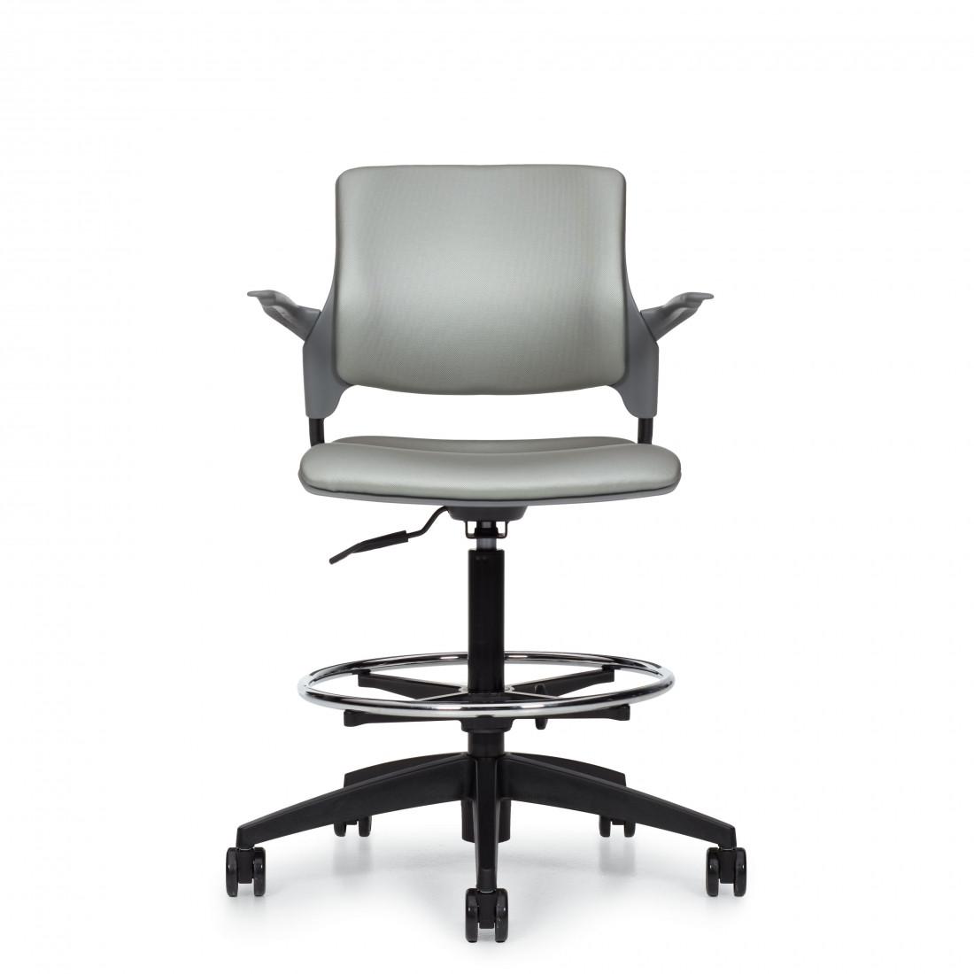 Global Total Office Global Stream Adjustable Task Stool with Poly Shell and Upholstered Surfaces 2074AUU 