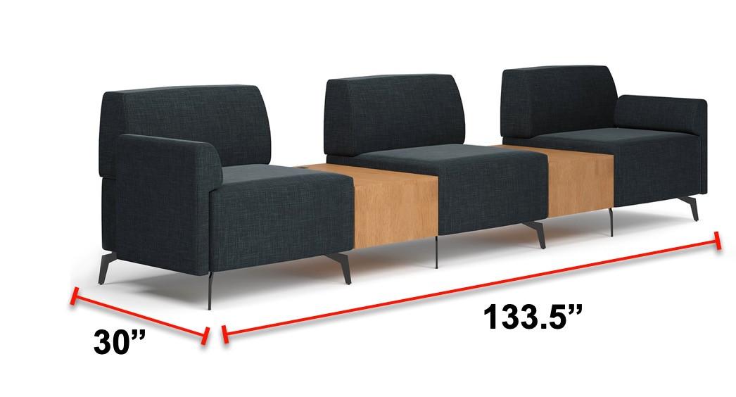  Office Source Saxon Modular Chairs with Connecting Tables Configuration OSTYP366 