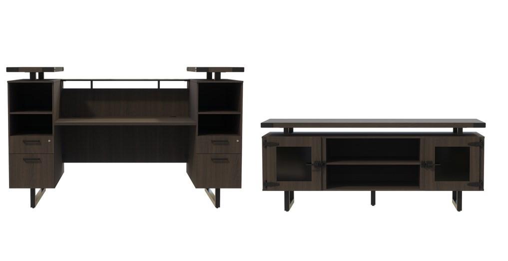 Safco Products Safco Mirella Glass Accented Reception Desk with Matching Low Wall Cabinet