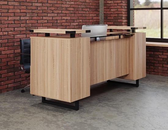 Safco Products Safco Mirella Glass Accented Reception Desk with Matching Low Wall Cabinet