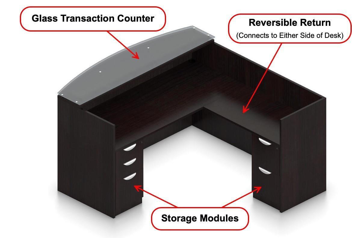Offices To Go Superior Laminate Reversible L-Shaped Reception Station with Freestanding Lateral File