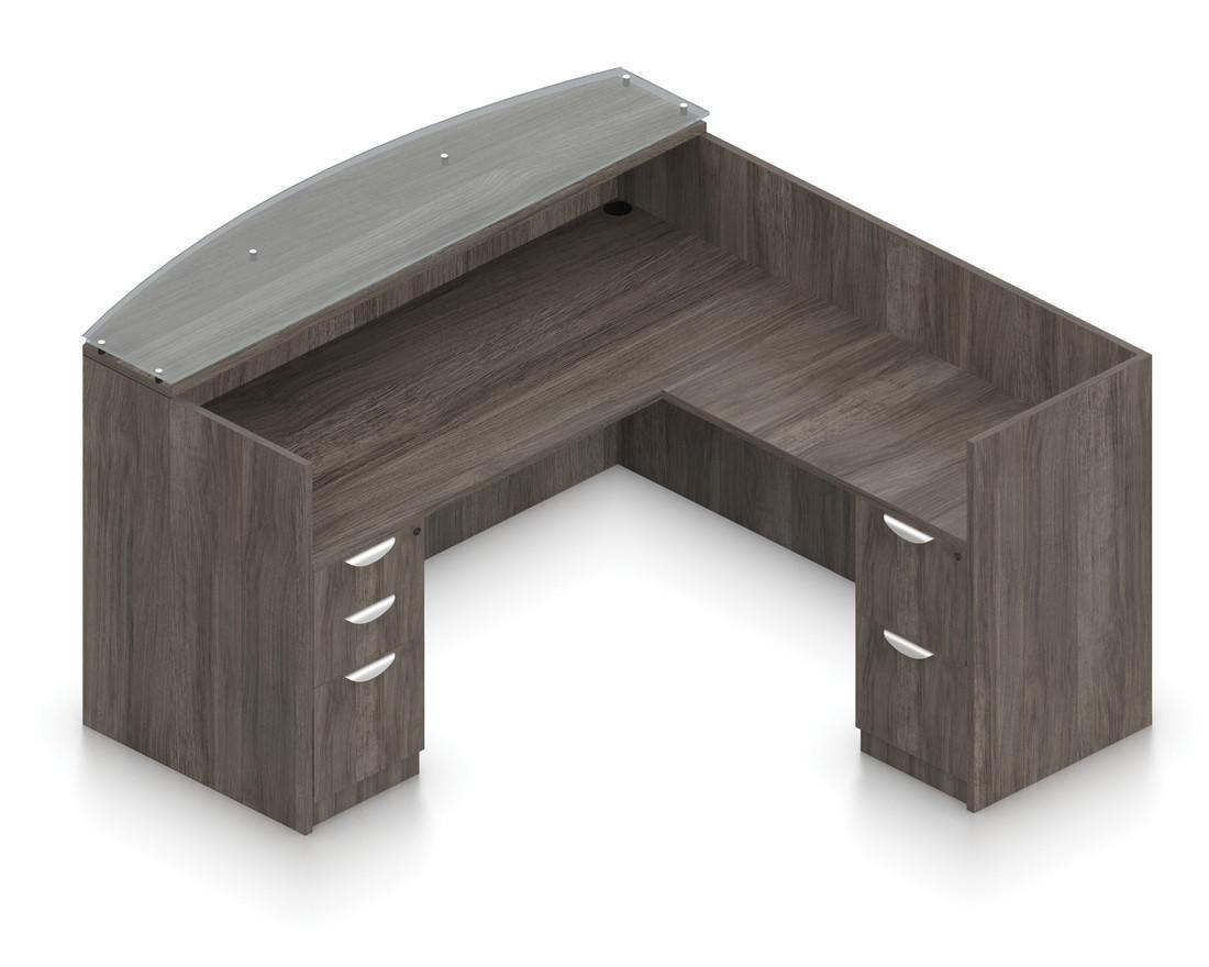 Offices To Go Superior Laminate Reversible L-Shaped Reception Station with Freestanding Lateral File