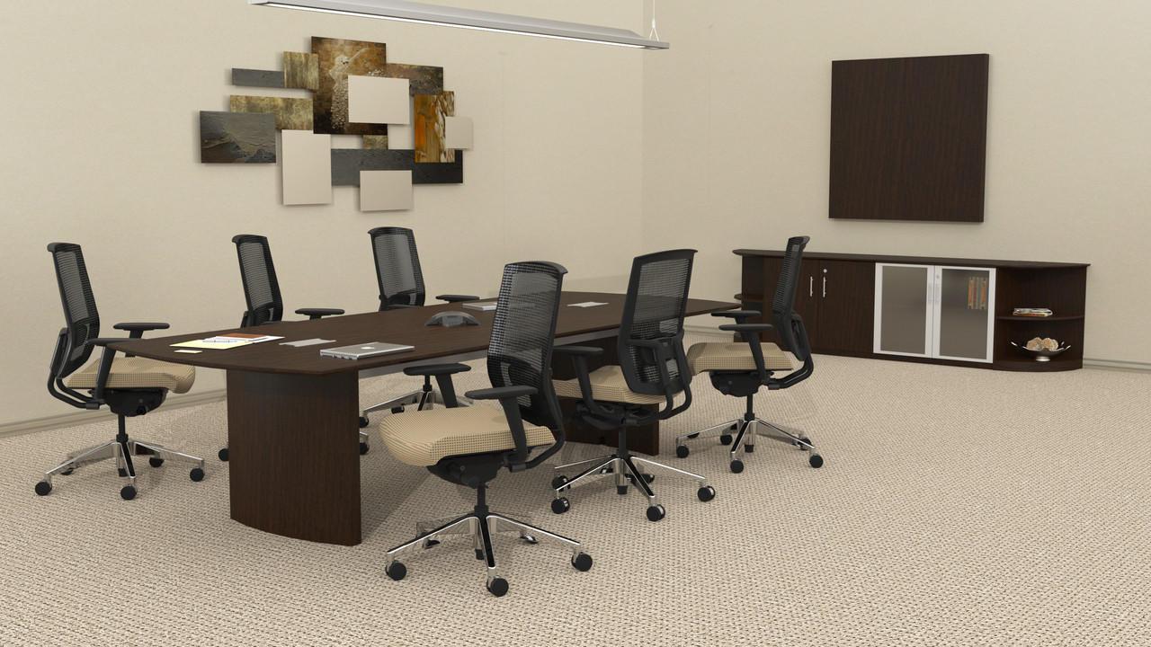Mayline Group Mayline Medina 10' Conference Table with Presentation Board and Low Wall Cabinet Bundle 