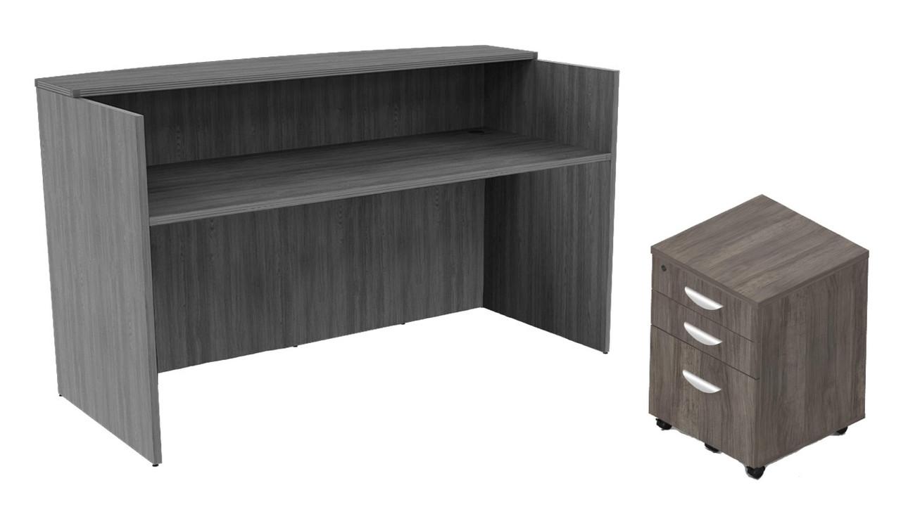 Offices To Go Reception Desk with Transaction Top and Mobile Storage Pedestal