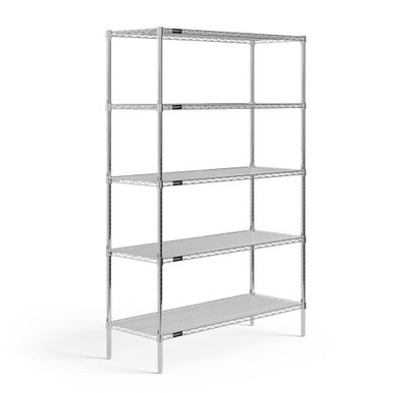  Office Source 5-Shelf 48"W x 18"D x 72"H Wire Rack Shelving Unit OSWR3002 