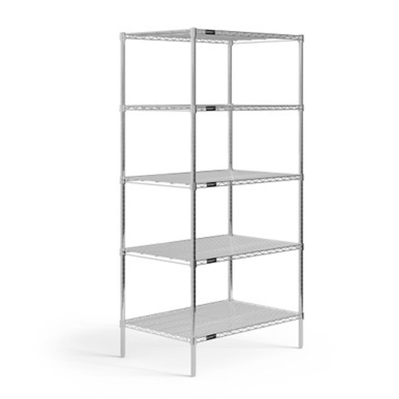  Office Source Heavy Duty 5-Shelf 36"W x 24"D x 72"H Wire Rack Shelving Unit OSWR3003 