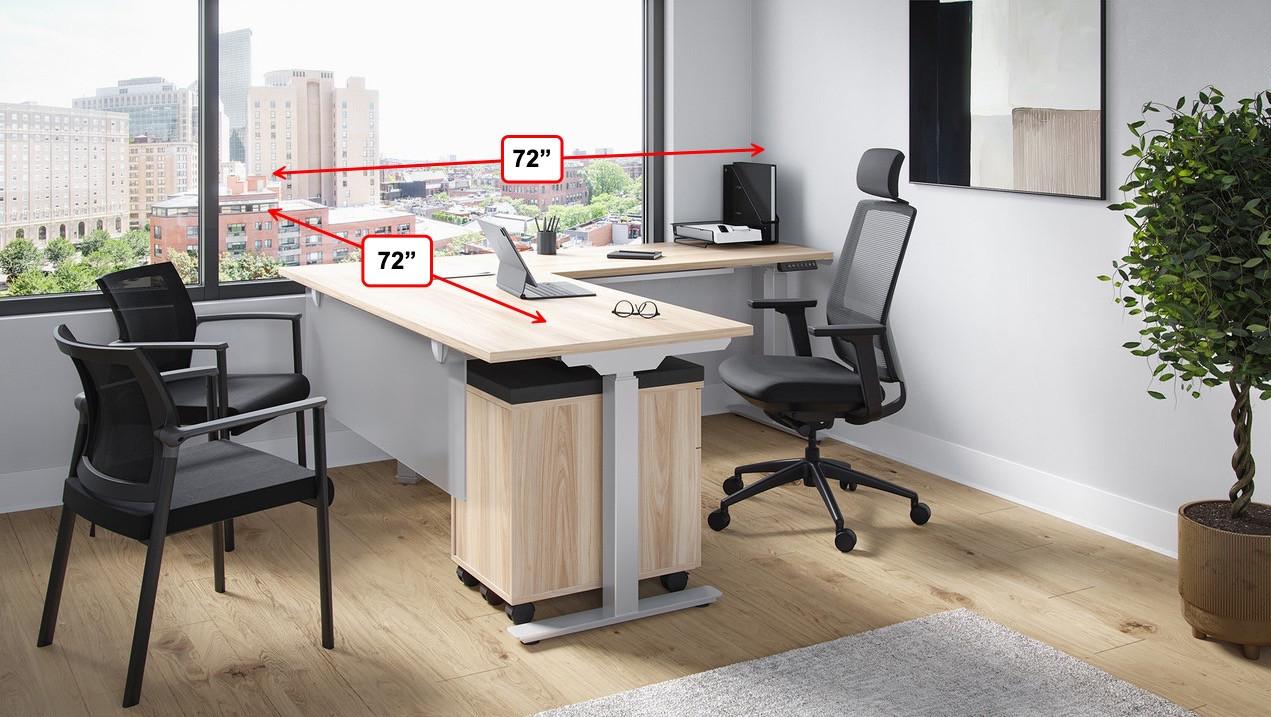  Office Source Height Adjustable L-Shaped Desk Configuration OSTYP356 