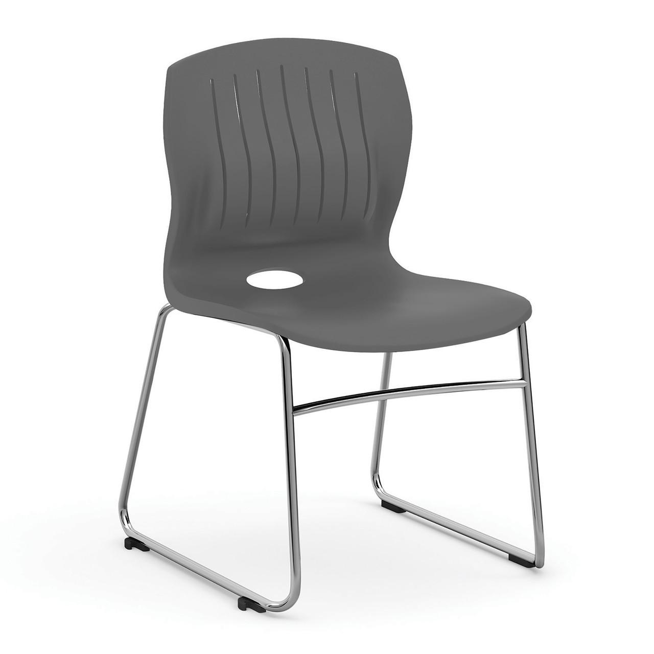  Office Source Slash Armless Sled Base Stack Chair with Chrome Frame 