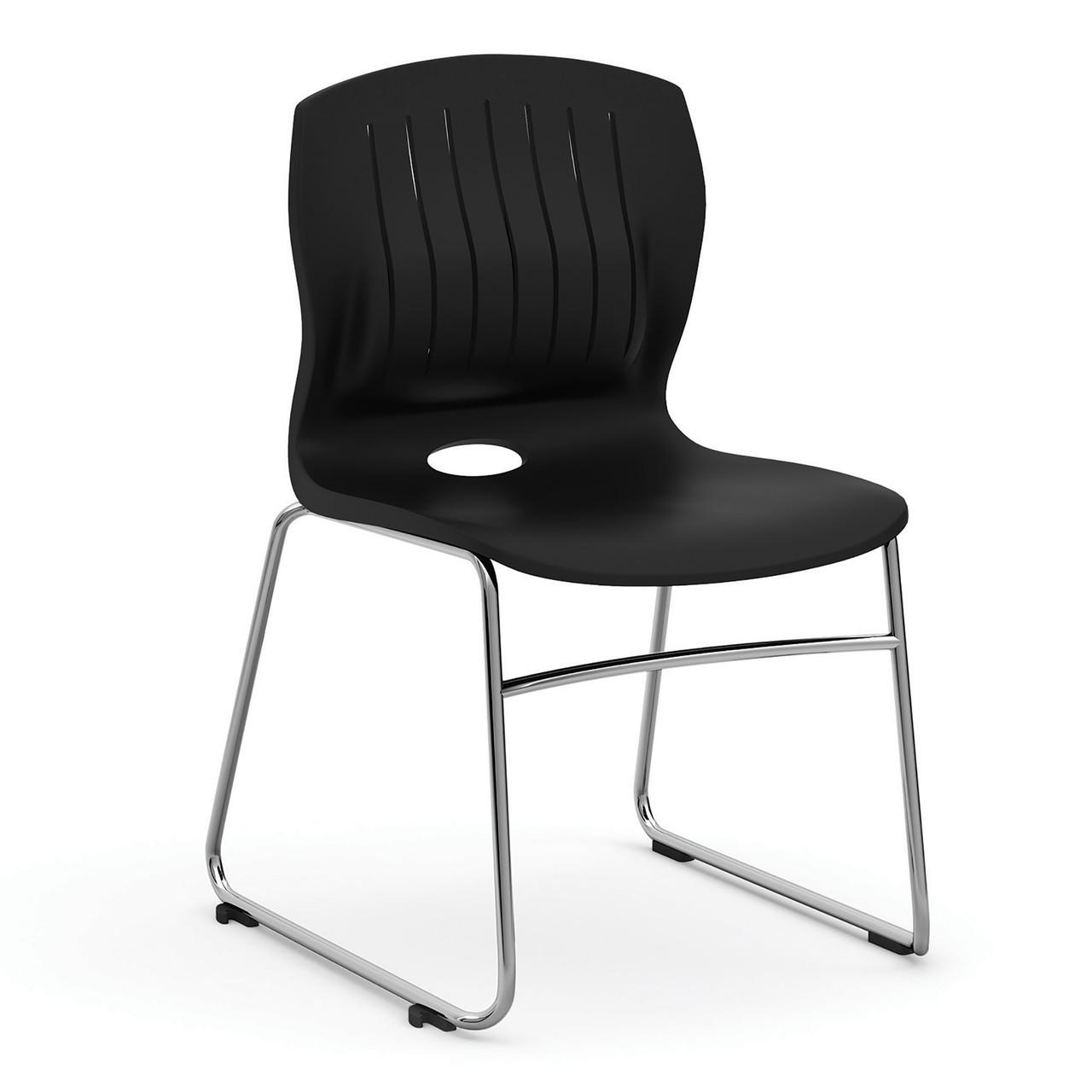  Office Source Slash Armless Sled Base Stack Chair with Chrome Frame 
