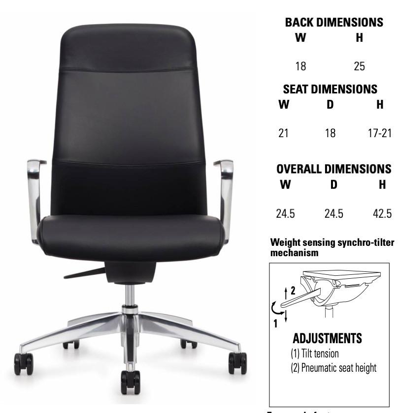 Global Total Office Global Include Series High Back Weight Sensing Synchro-Tilter Office Chair with Arms IN30AHB 