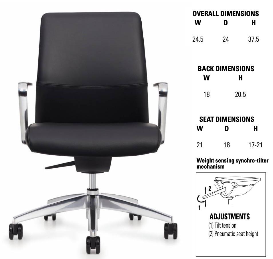 Global Total Office Global Include Series Mid Back Weight Sensing Synchro-Tilter Fixed Arm Office Chair IN30AMB 