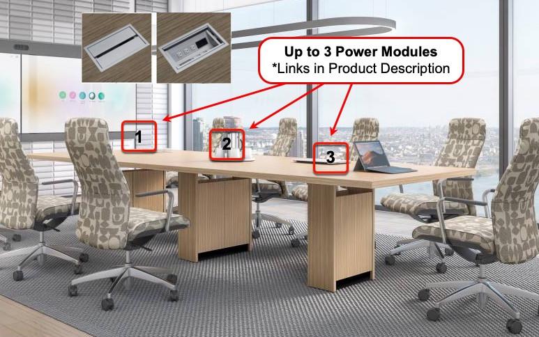 Global Total Office Global Zira Slim Base Conference Room Table (Size & Power Options!) 
