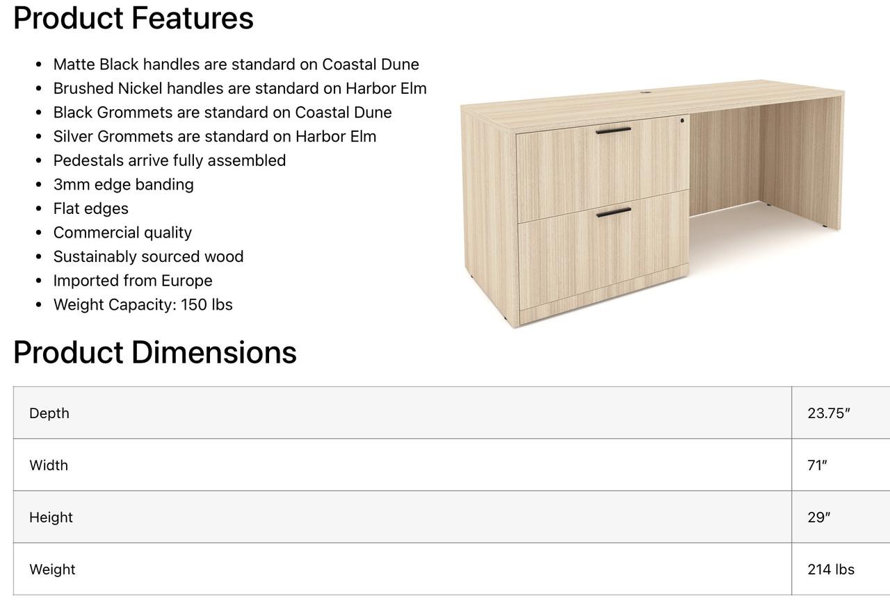  i5 Industries Rayne Collection 24"D x 71"W Lateral File Credenza RN-C2471P-3 