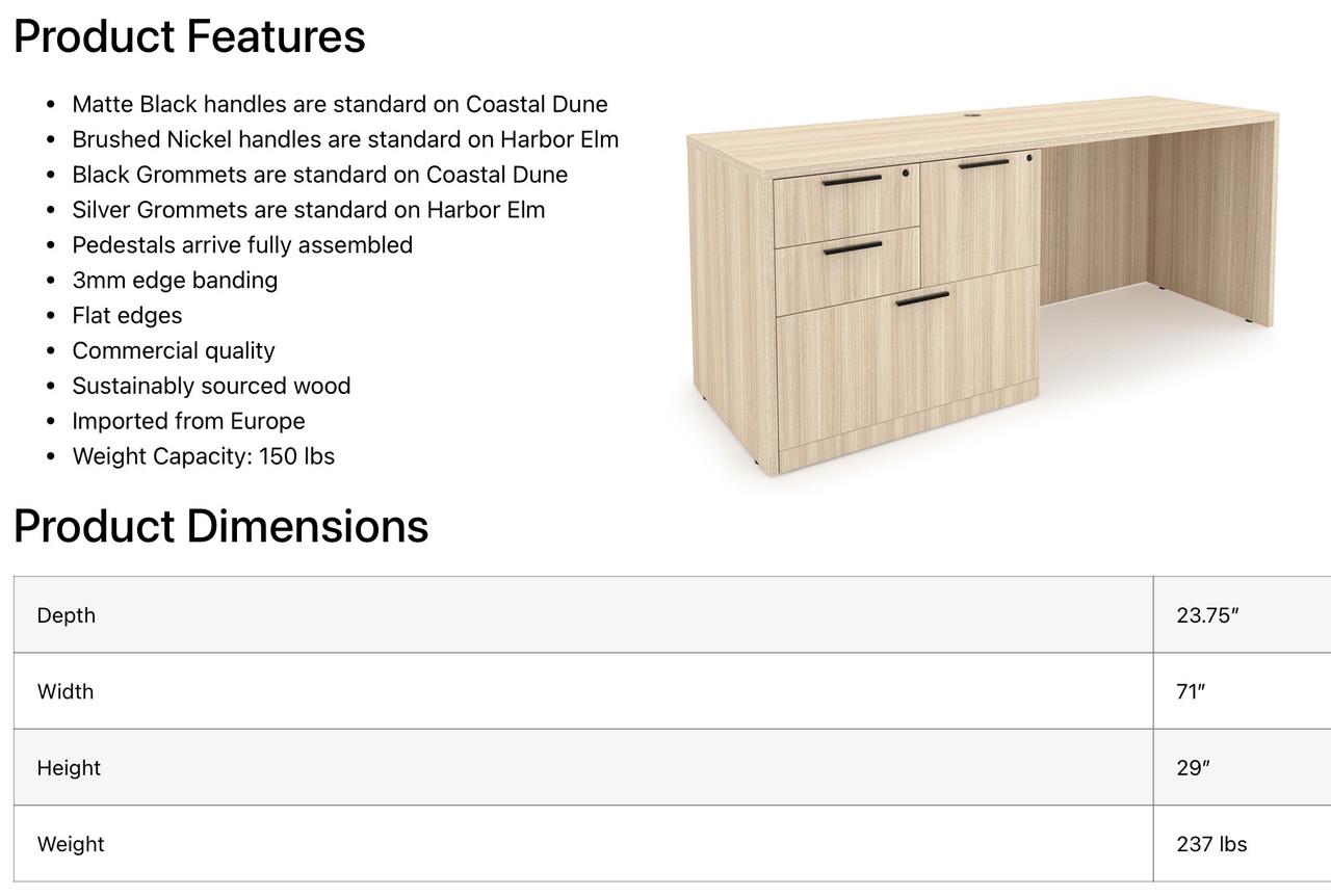  i5 Industries Rayne Collection 24"D x 71"W Mixed Storage and File Credenza RN-C2471P-11 