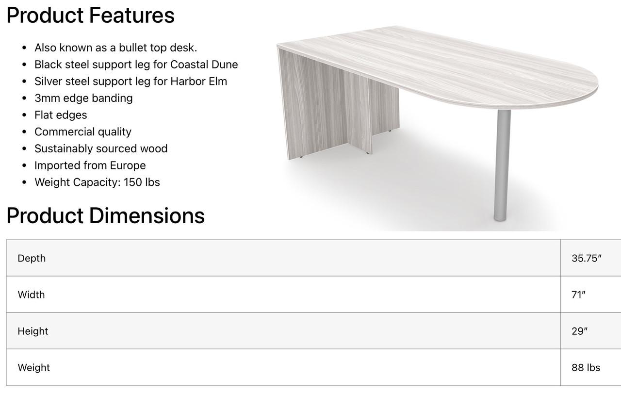  i5 Industries Rayne 36x71 D-Top Desk Shell RN-DT3671 