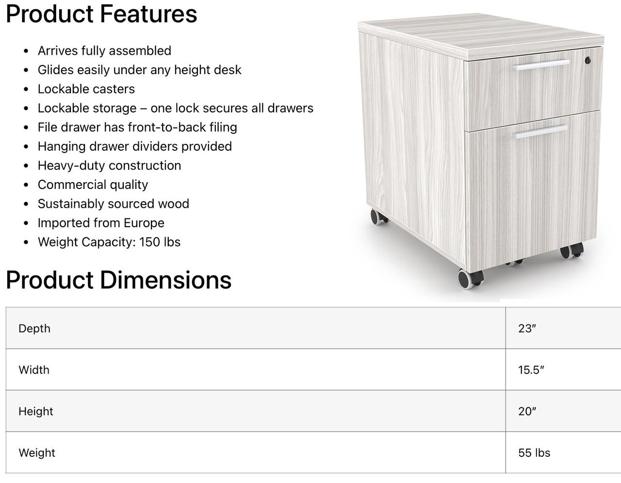  i5 Industries Rayne Mobile Box/File Pedestal 