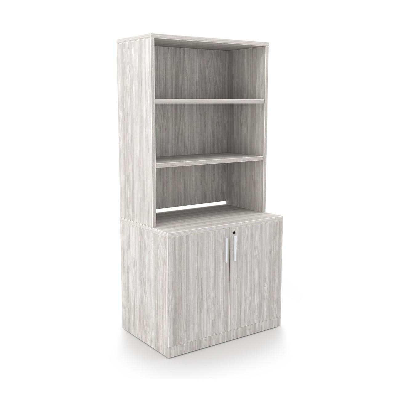 i5 Industries Rayne 2-Door Storage Cabinet with Open Hutch Topper RN-SC36P-1